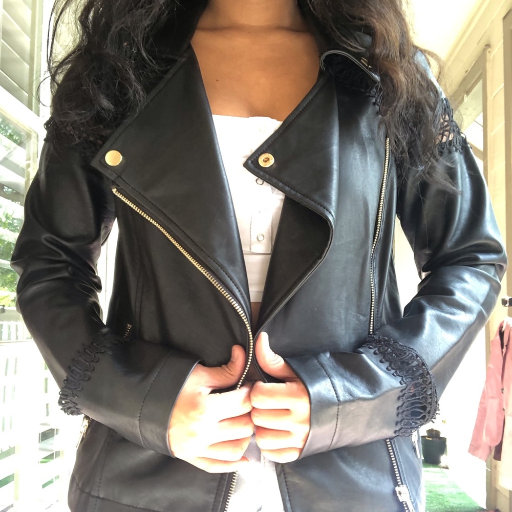 Faux leather biker jacket